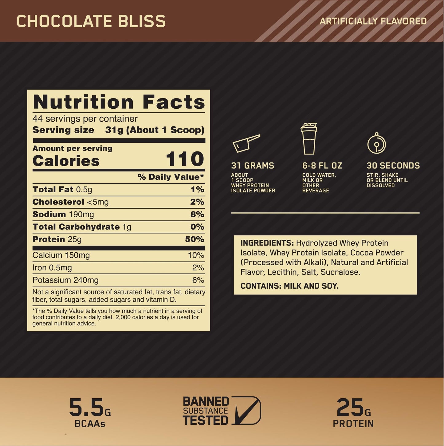 Optimum Nutrition Gold Standard 100% Isolate, Protein Powder, Chocolate Bliss, 3 Pounds, 44 Servings. Whey Protein Isolate (Packaging May Vary) (Pack of 4)