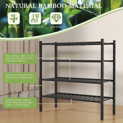 ROMGUAR CRAFT 3 Tier Bamboo Shoe Rack for Closet Free Standing Wood Shoe Shelf Storage Organizer for Entryway Small Space Stackable 27"x11"x20" (Natural)