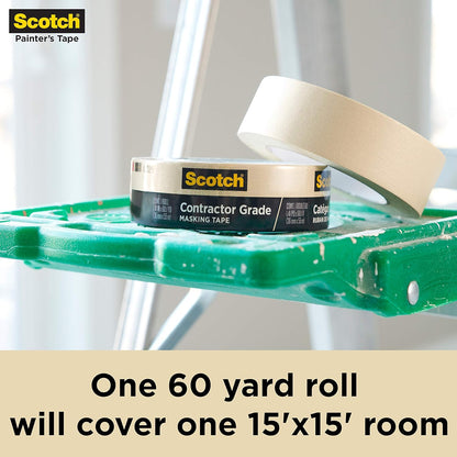 Scotch Contractor Grade Masking Tape, 0.94 inches by 60.1 yards (360 yards total), 2020, 6 Rolls