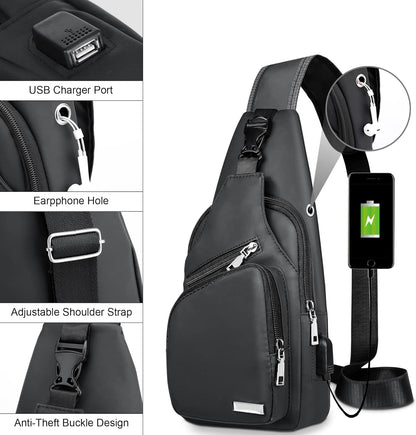 Wasserdichte Sling Bag Umhängetasche für Herren Damen Sling Rucksack Wanderrucksack Mehrzweck Cross Body Brusttasche