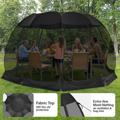 Alvantor Pop Up Screen House Tent, Instant Outdoor Gazebo with Mosquito Netting & UPF 50+ Sun Protection, Portable Canopy Shelter for Patio, Backyard, Camping (2-10 Person)