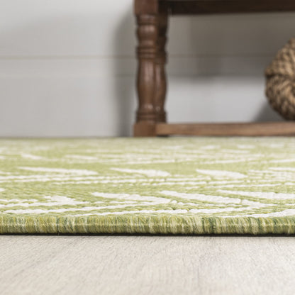 JONATHAN Y Palm Frond Indoor Outdoor Runner Rug 2X10 Orange/Cream, Nevis for Backyard, Patio, Porch, Easy-Cleaning, High Traffic, Pet-Friendly, Non-Shedding (SMB119E-210)