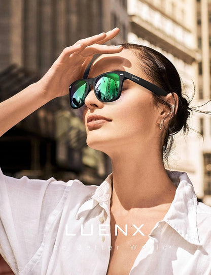 LUENX Polarisierte Sonnenbrillen für Herren und Damen, quadratische Fassung – UV-400-Schutz, 54 mm