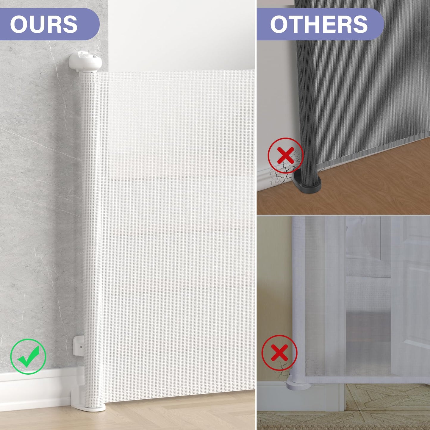 Retractable Baby Gates No Drilling, PRObebi Retractable Dog Gate for the House Extends to 54" Wide 33" Tall, Gates for Baby Indoor, Stair Gate for Outdoor, Staris, Hallways, Doorways, Deck, Porch