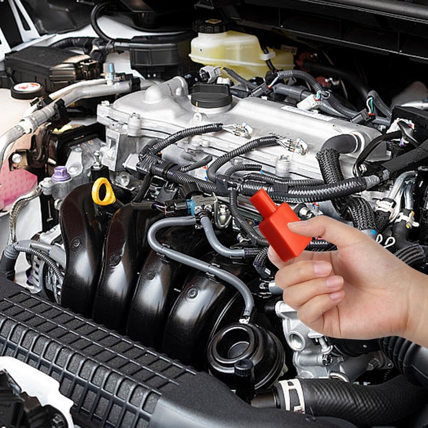 6 St. Batterieklemmenabdeckung, Batterieschutz, isolierende Batterieabdeckung für Auto, weiche Gummi-Abdeckungen für Plus- und Minuspol-Anschlüsse, obere Pol-Kappe für Auto, Schiff, Motorrad, LKW (Rot/Schwarz)