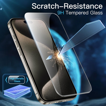 JETech Displayschutzfolie für iPhone 16 6,1 Zoll, gehärtetes Glas mit einfachem Installationstool, Case-Friendly, HD Klar, 3 Stück