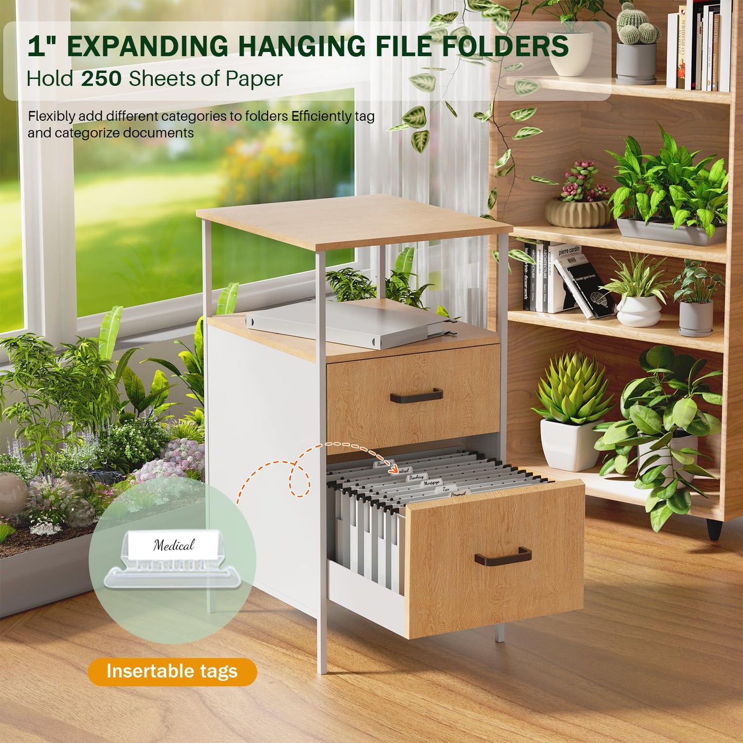 Extra Capacity Plastic Hanging File Folder, 12 Pack Reinforced Hang Folders Legal Size, Heavy Duty 1 Inch Expansion Filing Cabinet Folders, for Bulk Files, Medical Charts, Cream Yellow