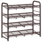 SONGMICS Stackable Shoe Rack, 4 Tier Metal Shoes Rack Storage Shelf, Holds up to 16 Pairs Shoes, Adjustable Slanted Shelves Tower Organizer for Closet Entryway Small Spaces, Bronze