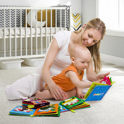 Dr.Rapeti Stoffbücher Babybücher Badebücher 6er-Pack für Babys Kleinkinder Kinder Raschelnd Quietschend Waschbar Beißfest Ungiftig Frühpädagogisch Geschenkbar