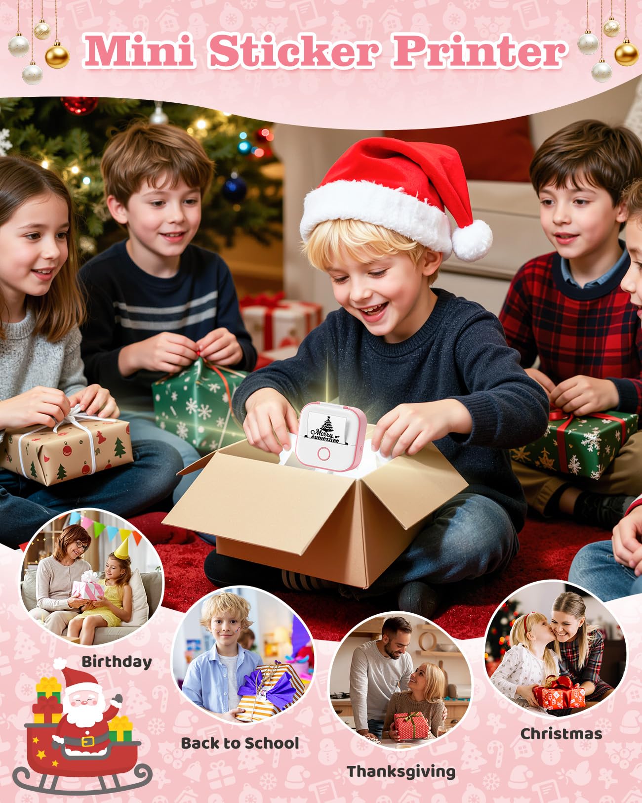 Memoking Mini-Drucker - T02 Aufkleberdrucker, Druckkapsel, tragbarer thermischer tintenloser Aufkleberhersteller, Bluetooth-Taschen-Minifotodrucker, Sofortdruck, Smart AI APP, für Studentenstudiennotizen, Tagebuch, Heimwerker, Geschenk