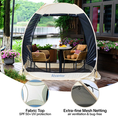 Alvantor Pop Up Screen House Tent, Instant Outdoor Gazebo with Mosquito Netting & UPF 50+ Sun Protection, Portable Canopy Shelter for Patio, Backyard, Camping (2-10 Person)