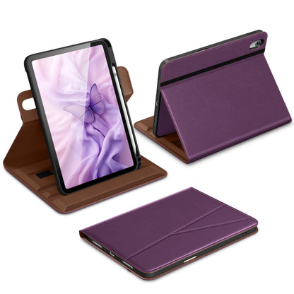 DTTO for iPad A16 Case, iPad 11th / 10th Generation Case (2025/2022), 360 Degree Rotating Premium Leather Folio Stand Cover with Pencil Holder, Brown