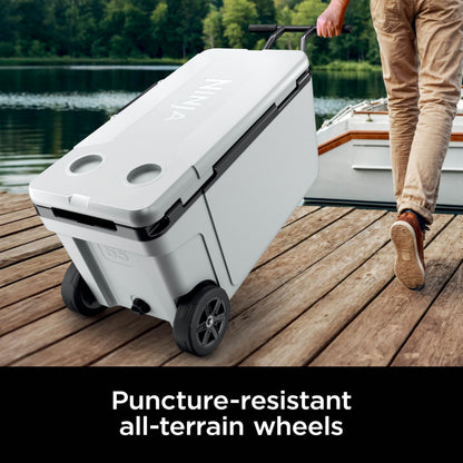 Ninja FrostVault 45QT Cooler with Wheels | Insulated with Temp Dry Storage Drawer | Keeps Ice Cold for Days | for The Beach, Camping, Picnics & More | Halocline Green | FB245TL