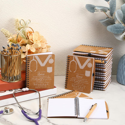 Jetec 48 Set 2026 CNA Week Gifts Bulk Nurse Appreciation Gift Set Small Inspirational Kraft Spiral Nursing Notebooks with Sticky Notes Pens for Healthcare Medical Hospital Coworker Staff Office