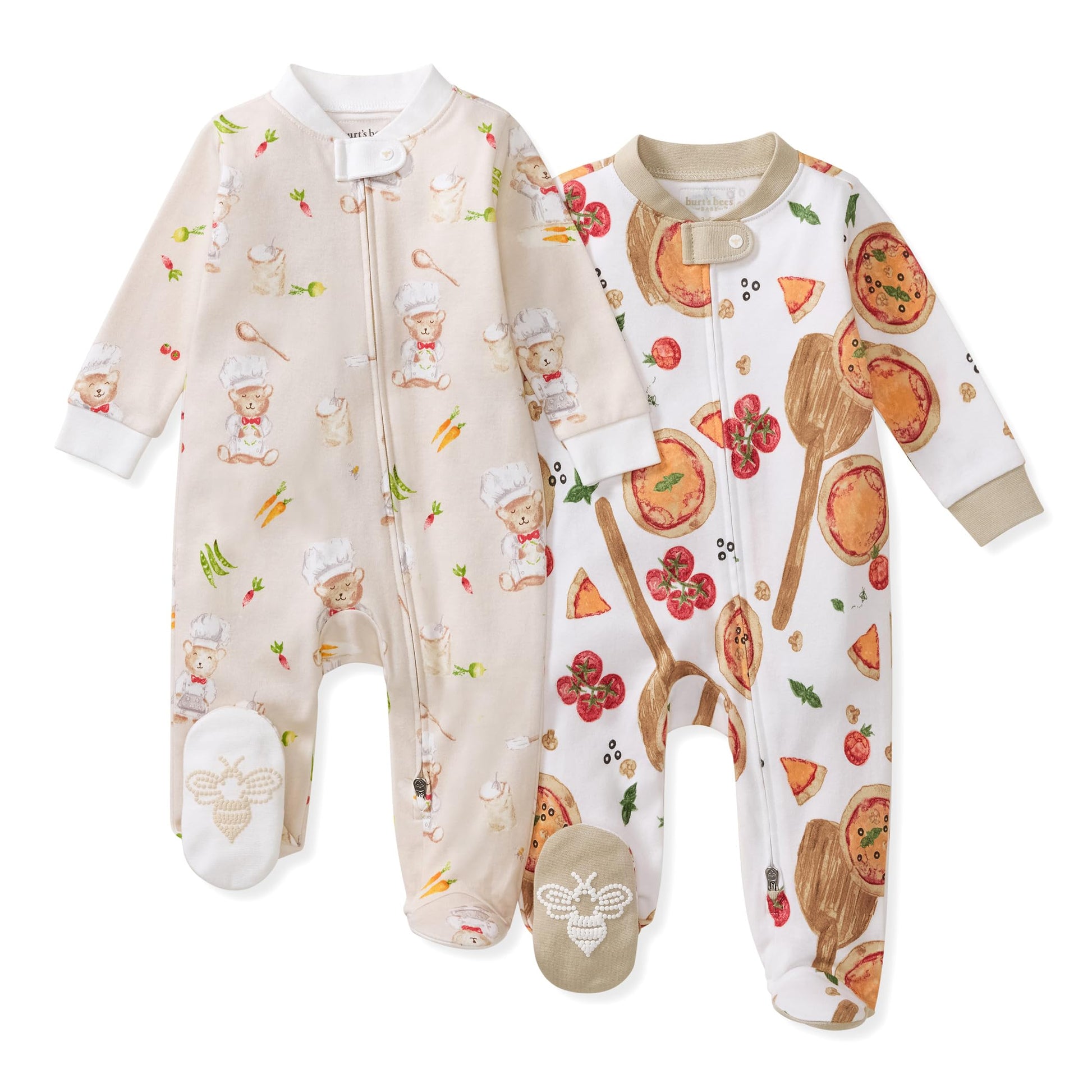 Burt's Bees Baby Boys Sleep and Play Pajamas, 100% Organic Cotton, One-piece PJs, Diagonal Zip Up Loose Fit Footie