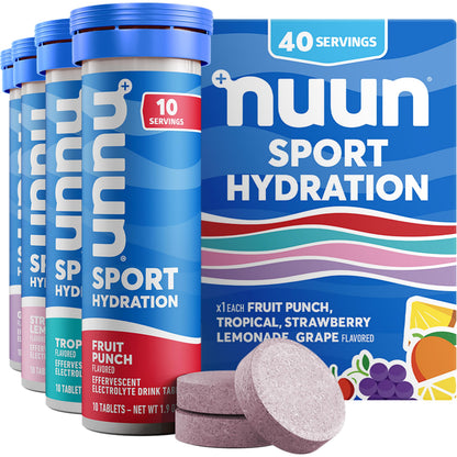Nuun Sport Electrolyte Tablets with Magnesium, Calcium, Potassium, Chloride & Sodium, Gluten Free & Vegan, Mixed Flavors, 48 Pack (40 Servings Total)