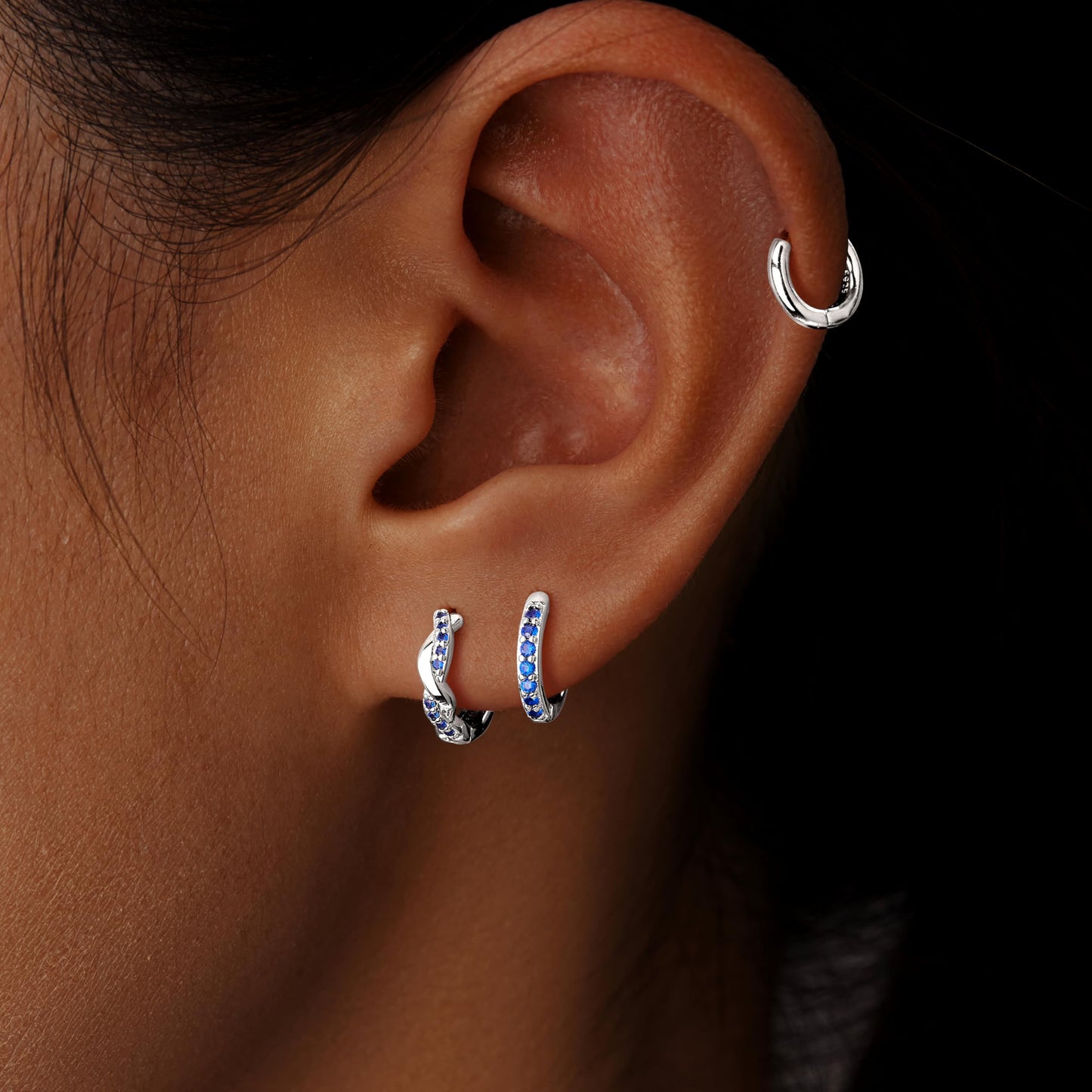 Inerney 14K Gold Plated Huggie Hoop Earrings for Women, Small Sterling Silver Earring Set Hypoallergenic Cartilage Helix Stacks, Mini Dainty Cute Trendy Birthstone Jewelry Gift for Multiple Piercings