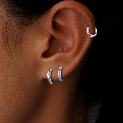 Inerney 14K Gold Plated Huggie Hoop Earrings for Women, Small Sterling Silver Earring Set Hypoallergenic Cartilage Helix Stacks, Mini Dainty Cute Trendy Birthstone Jewelry Gift for Multiple Piercings