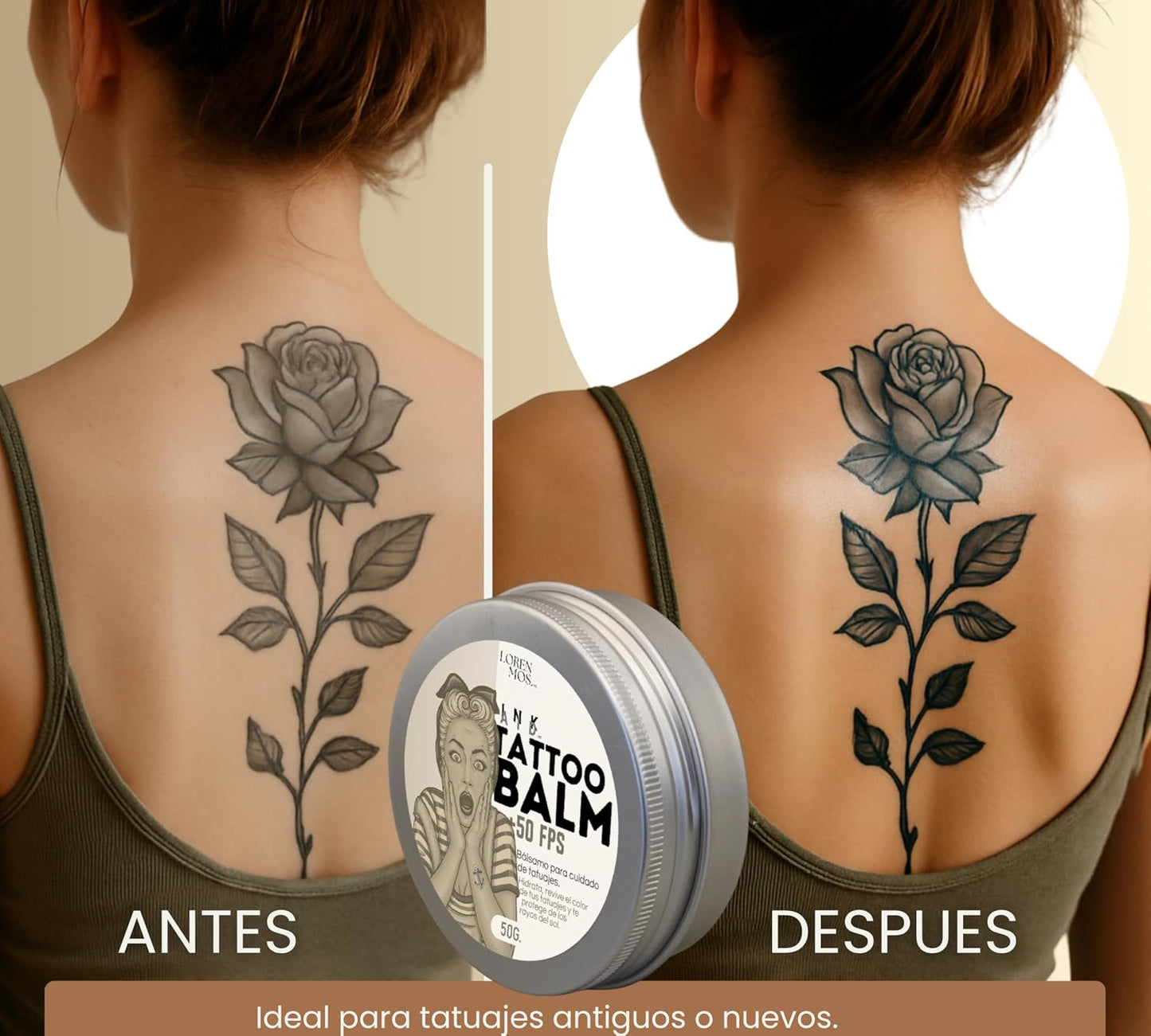Tattoo Balm +50 SPF Sunscreen — Hydrating Tattoo Aftercare Cream for Color Protection & Daily Skin Moisture — Fast-Absorbing, Non-Greasy, Vanilla Scent
