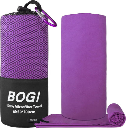 BOGI Mikrofaser Reise-Sporthandtuch – Schnelltrocknendes Handtuch, weiches, leichtes Mikrofaser Campinghandtuch, saugfähiges, kompaktes Reisehandtuch für Camping, Fitnessstudio, Strand, Bad, Yoga, Schwimmen, Rucksacktouren (M:40''x20''-Dunkelblau)