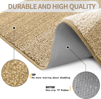 Grandaily Fußmatte für Innenbereich, 50 x 80 cm, rutschfest, Schmutzfänger, saugfähig, für die Haustür, waschbar, gestreift, für den Innenbereich, flach, Willkommensmatte, Eingangsmatte, Grau