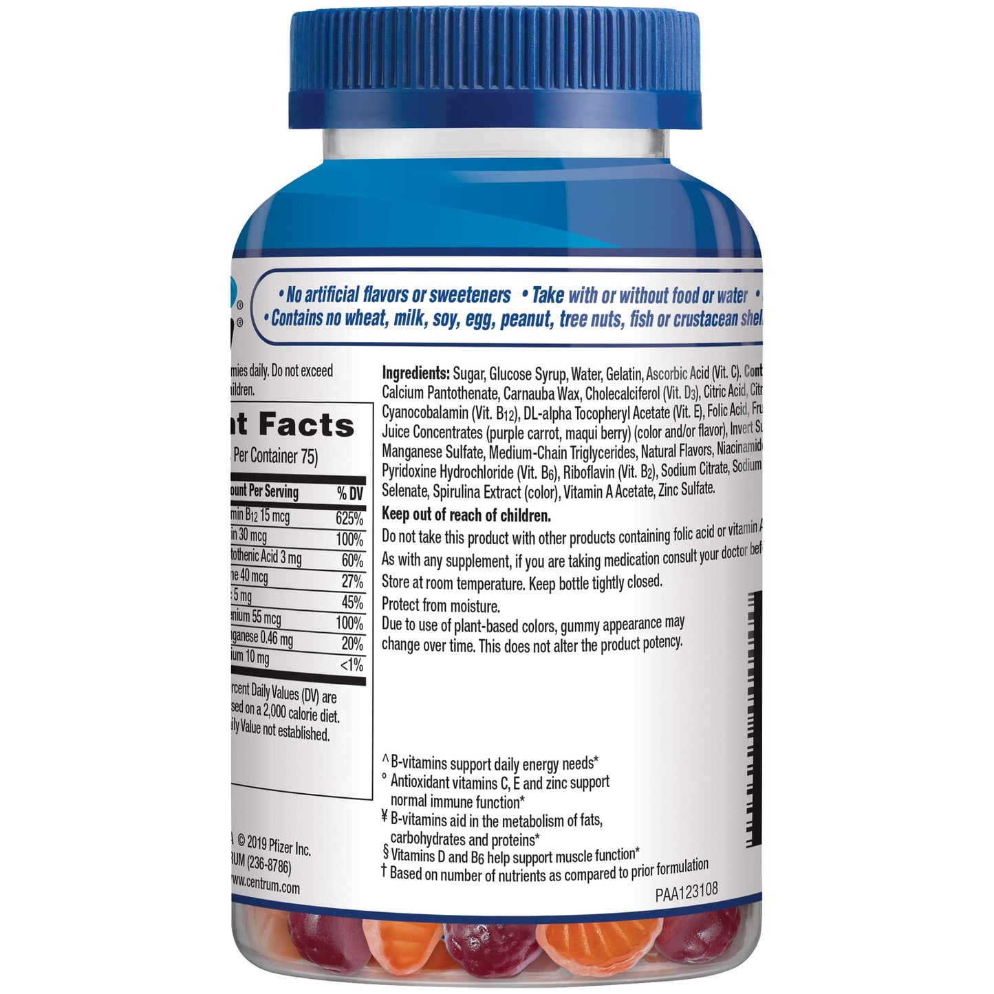 Centrum MultiGummies Gummy Multivitamin for Men, Multivitamin/Multimineral Supplement with Selenium, Antioxidants and Vitamin D3, Assorted Fruit Flavor - 170 Count (Pack of 12)