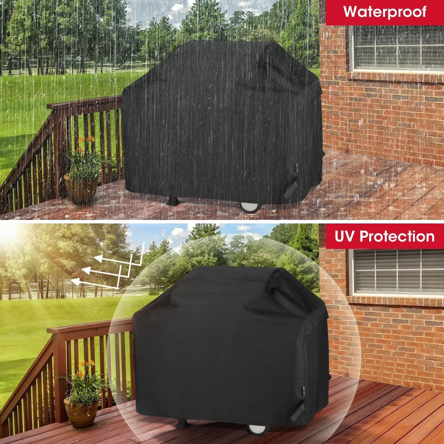 UNICOOK BBQ Abdeckung 60 Zoll, Hochleistungs-Wasserdichte Grillabdeckung, Spezielle Licht- und UV-beständige Outdoor-Grillabdeckung, Grillzubehör Kompatibel mit Weber Char-Broil Nexgrill und mehr