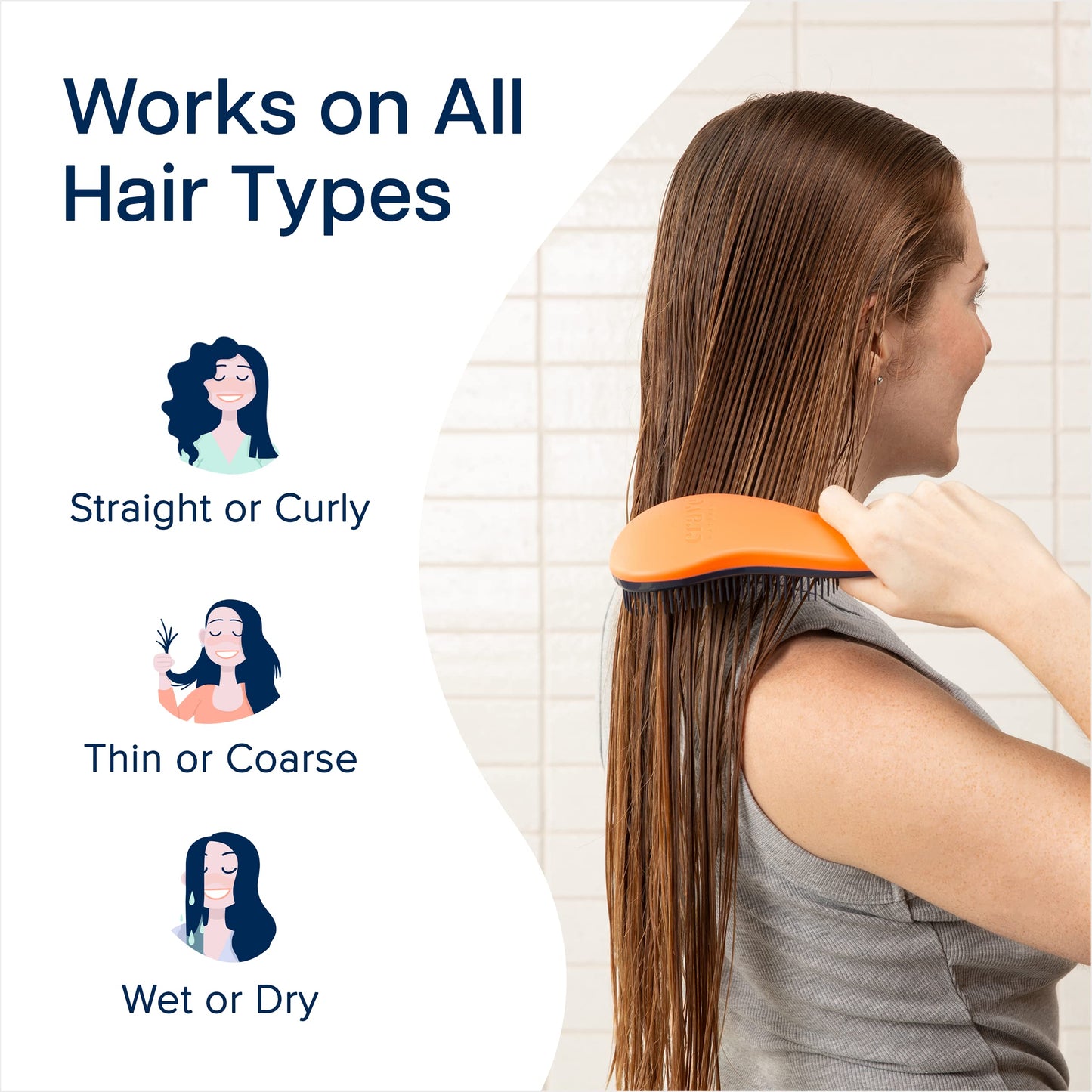 Crave Naturals Glide Thru Entwirrbürste für Erwachsene und Kinder. Entwirrbürste für natürliches, lockiges, glattes, nasses oder trockenes Haar. Haarbürsten für Frauen. Stylingbürste (Blau)