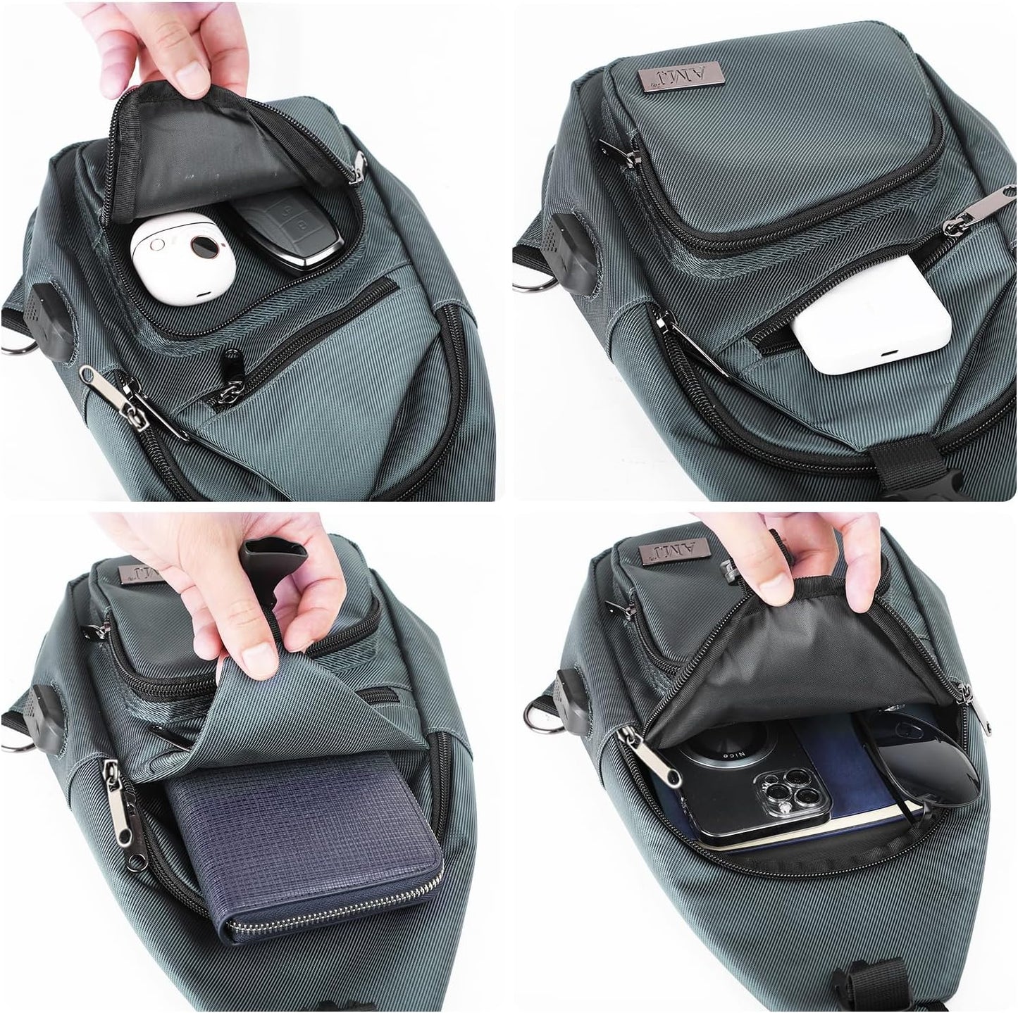 AMJ Sling Bag für Wandern und Outdoor, Umhängetasche, Reise-Brusttasche Daypack für Damen & Herren