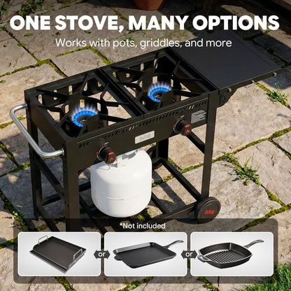 Feasto 10 Qt Outdoor Propane Gas Fish Fryer Pot Kit with Strainer Basket | Aluminum, 50,000 BTU Burner, Adjustable 0-5 PSI Regulator, Perfect for Boiling and Frying