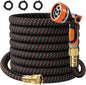 50FT Flexible Garden Hose & 10Modes Nozzle,None Expanding Lightweight Water Hose,Kink-Free,All-Weather 3/4 in. Hose for RV,Boat,Car Wash,Garden,Yard,Camper,Outdoor (Orange-Black, 50 Feet)
