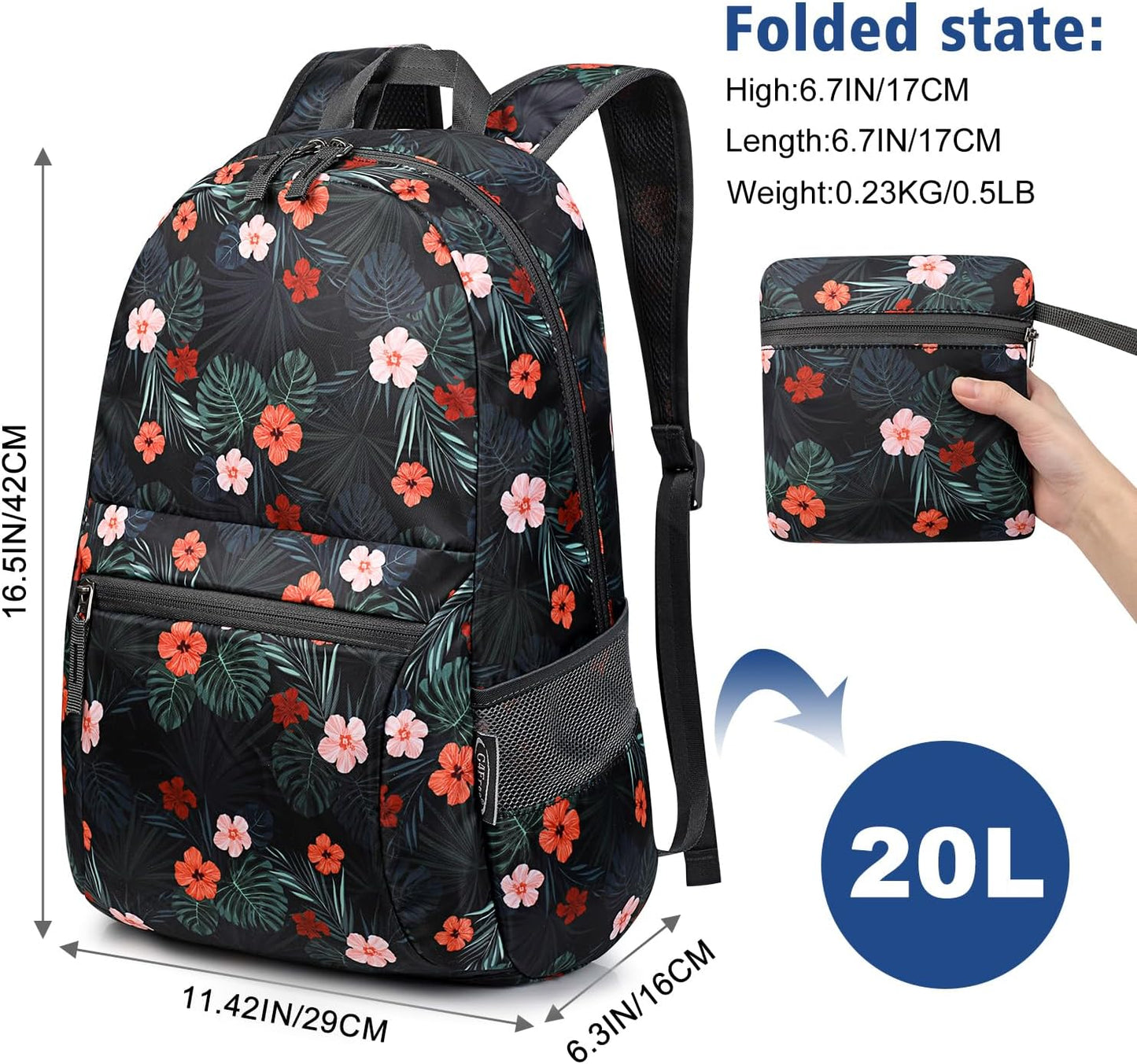 G4Free 20L Lightweight Packable Backpack Foldable Travel Hiking Daypack for Men and Women