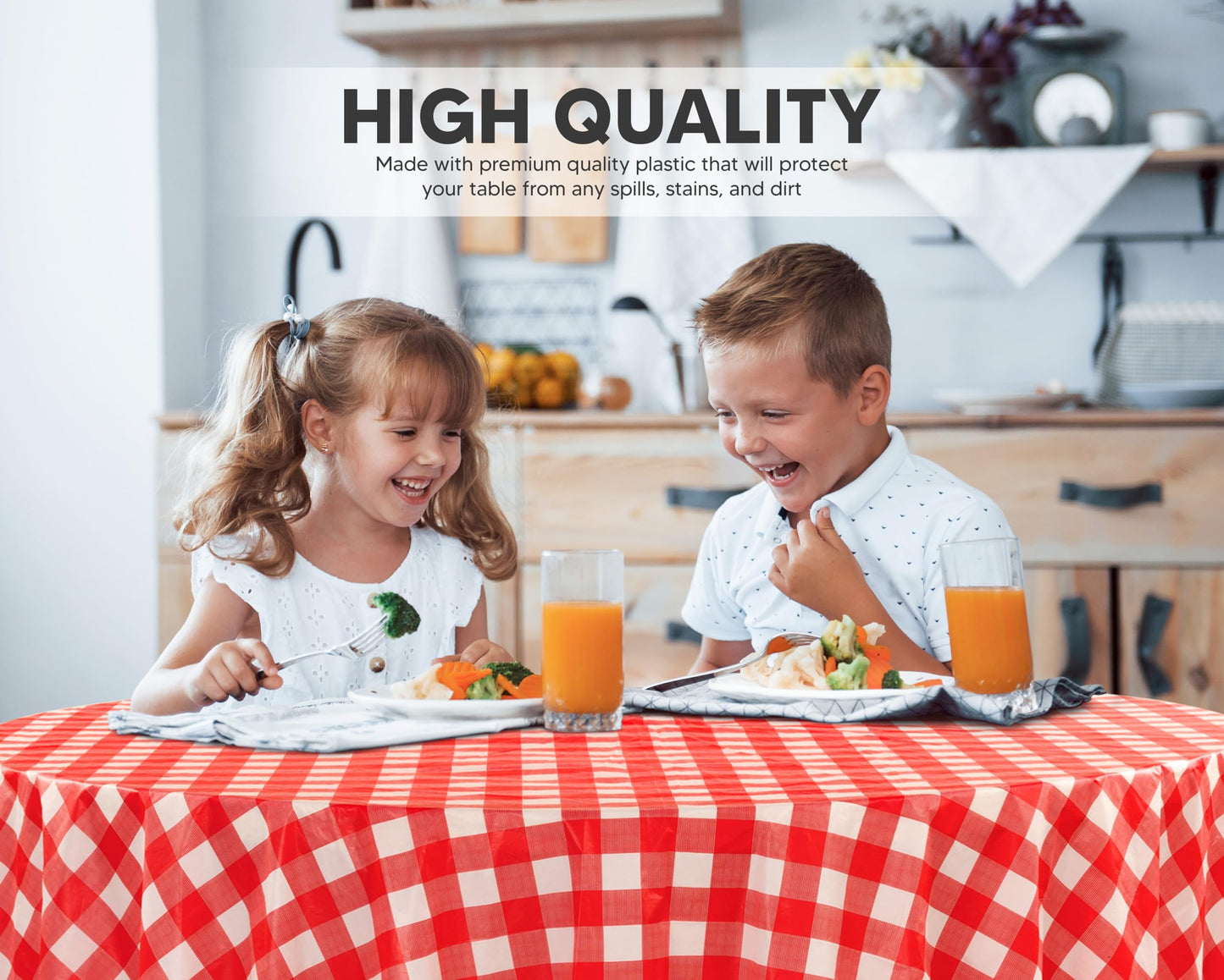 Utopia Kitchen Einweg-Tischdecke aus Kunststoff (12er Pack – 137x274 cm) Weiß Rechteckige Tischdecke Wasserdicht Schmutzabweisend Party-Tischdecke