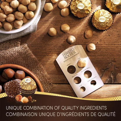 FERRERO ROCHER Caja de Regalo de Chocolate con Leche y Avellanas, 48 Unidades, Regalo Ideal para Anfitrionas, 600g