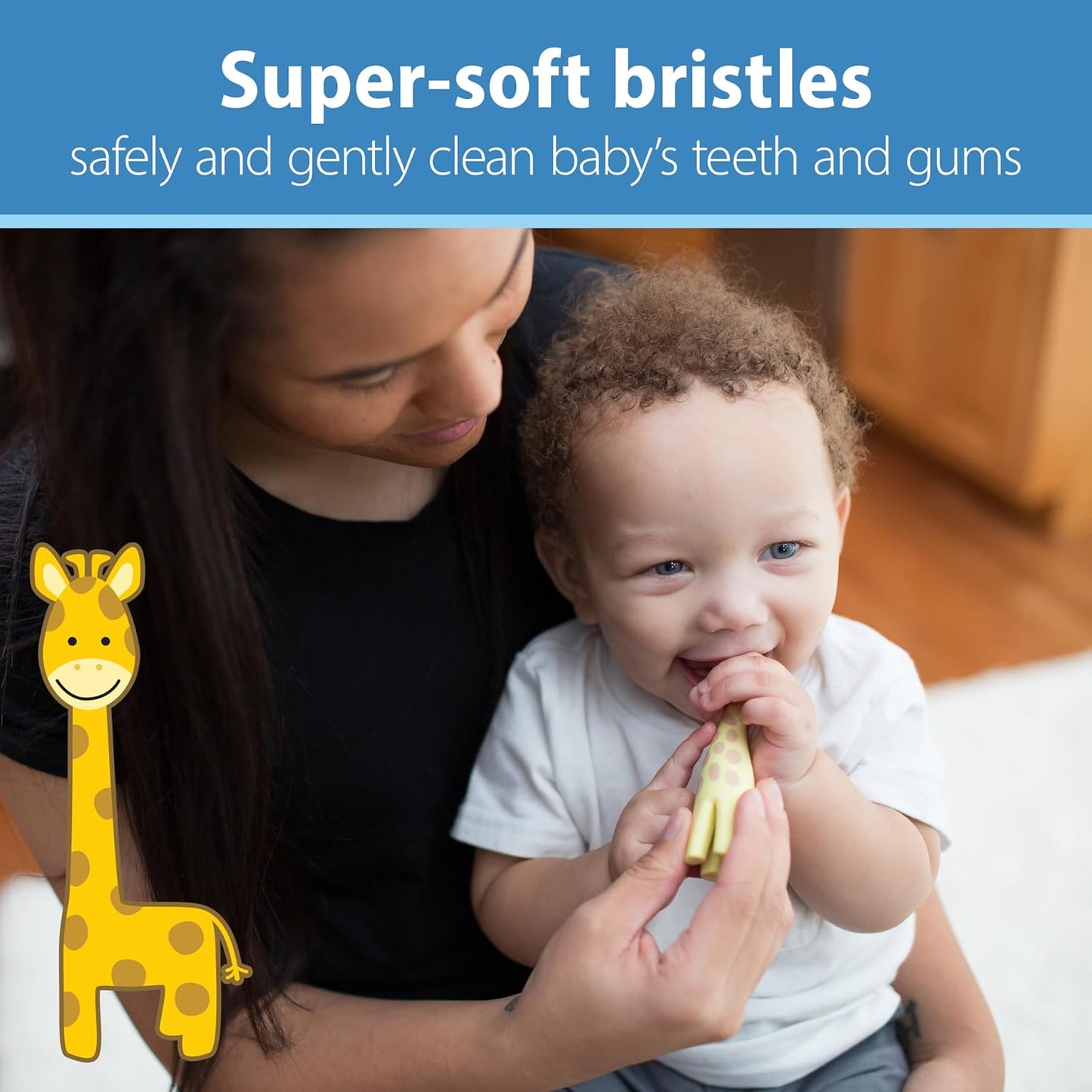 Dr.-Brown's-Trainingszahnbürste-für-Babys-und-Kleinkinder,-weich-für-die-ersten-Zähne,-Giraffe,-BPA-frei,-0-3-Jahre