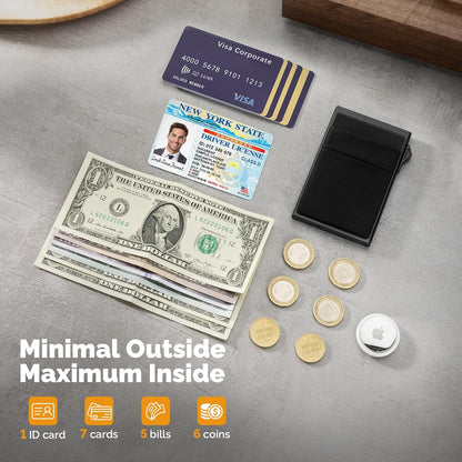 YESIIW Minimalistisches Pop-up-Kartenetui für Herren, RFID-blockierend | Schlankes Visitenkartenetui mit Geldfach | Aluminium-Metall-Bankkartenetui für Scheine, Münzen und Debitkarten