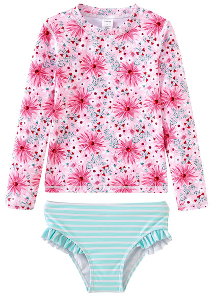 UMELOK Toddler and Little Girls Rash Guard Sets with Bikini Bottoms Swimwear