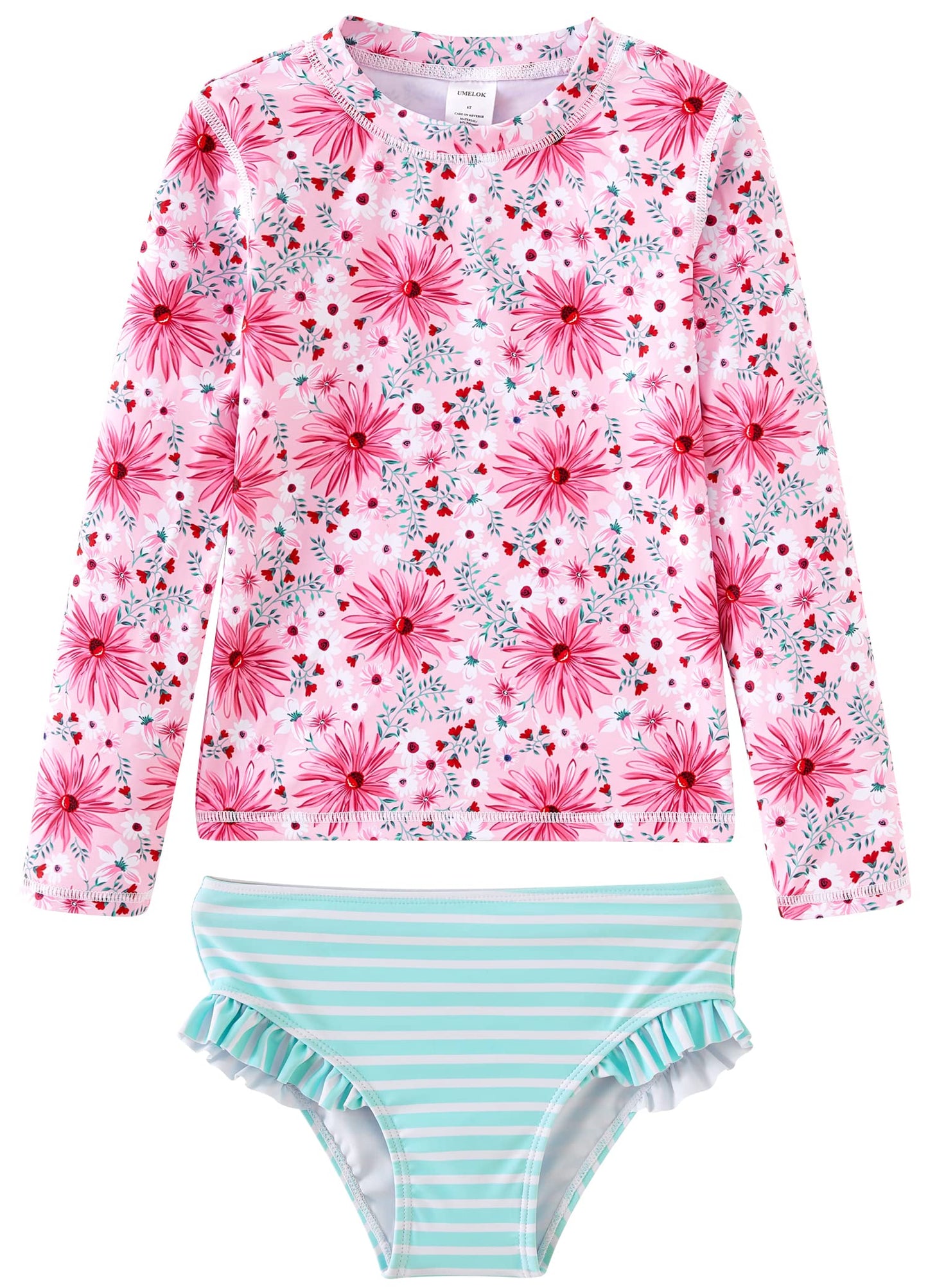 UMELOK Toddler and Little Girls Rash Guard Sets with Bikini Bottoms Swimwear