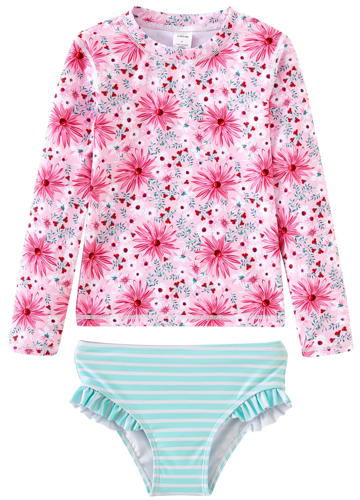 UMELOK Toddler and Little Girls Rash Guard Sets with Bikini Bottoms Swimwear