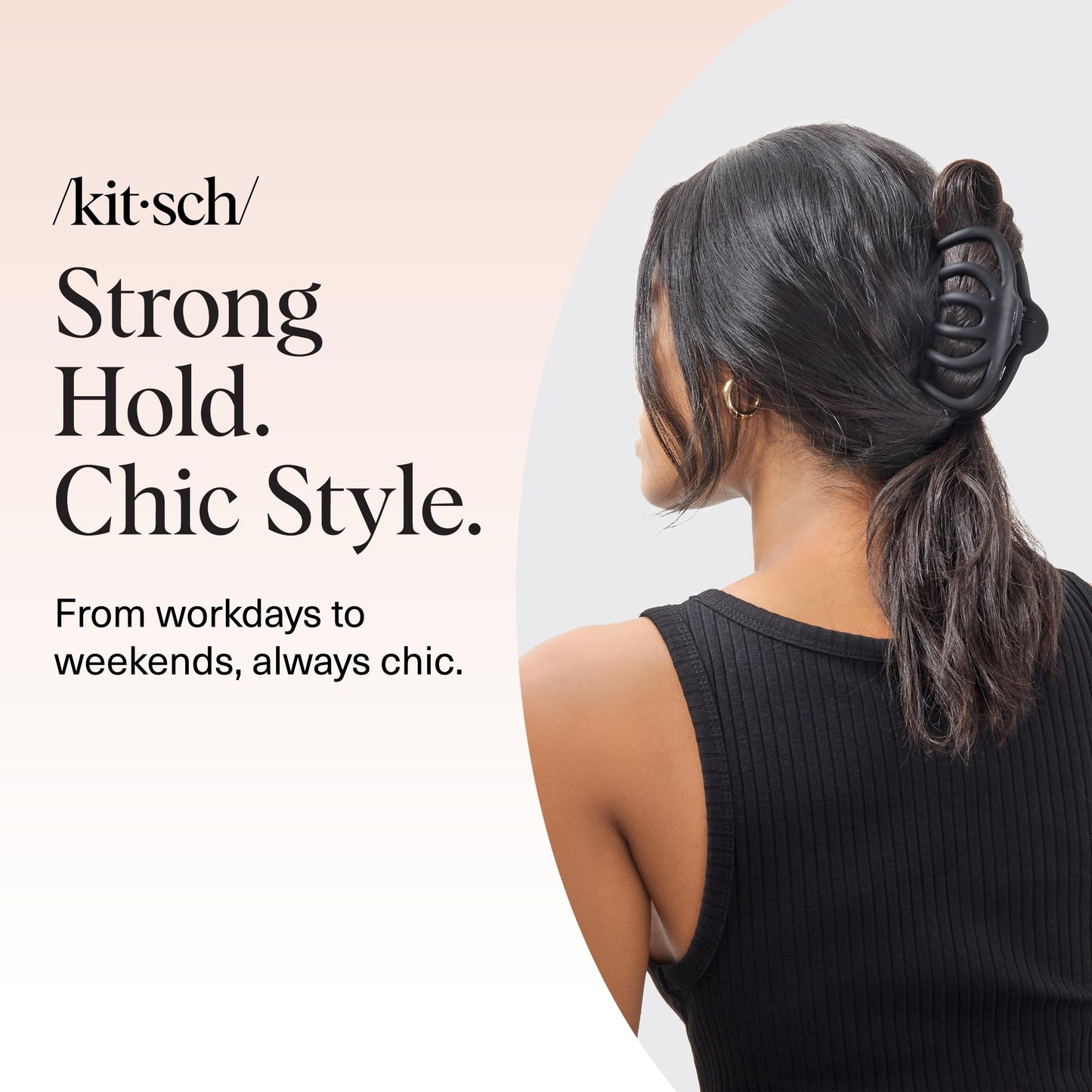 Kitsch Mittelgroße Haarspangen für Damen, starker Halt, Haarclips aus recyceltem Kunststoff für dickes Haar | Ideal für Hochsteckfrisuren, halb offene Frisuren | Ideale Geschenke für Frauen – 2 Stück, Schwarz und Schildpatt
