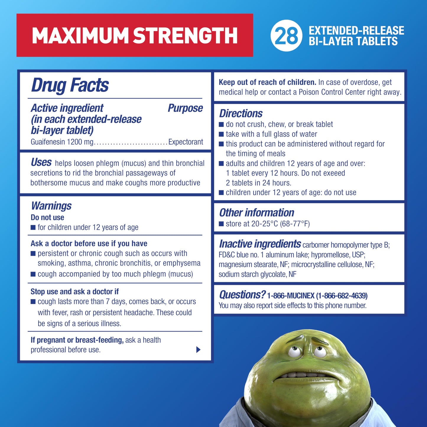 Mucinex Maximum Strength 12 Hour Chest Congestion Expectorant Relief Tablets, 1200 mg, 28 Count, Thins & Loosens Mucus (Pack of 3)