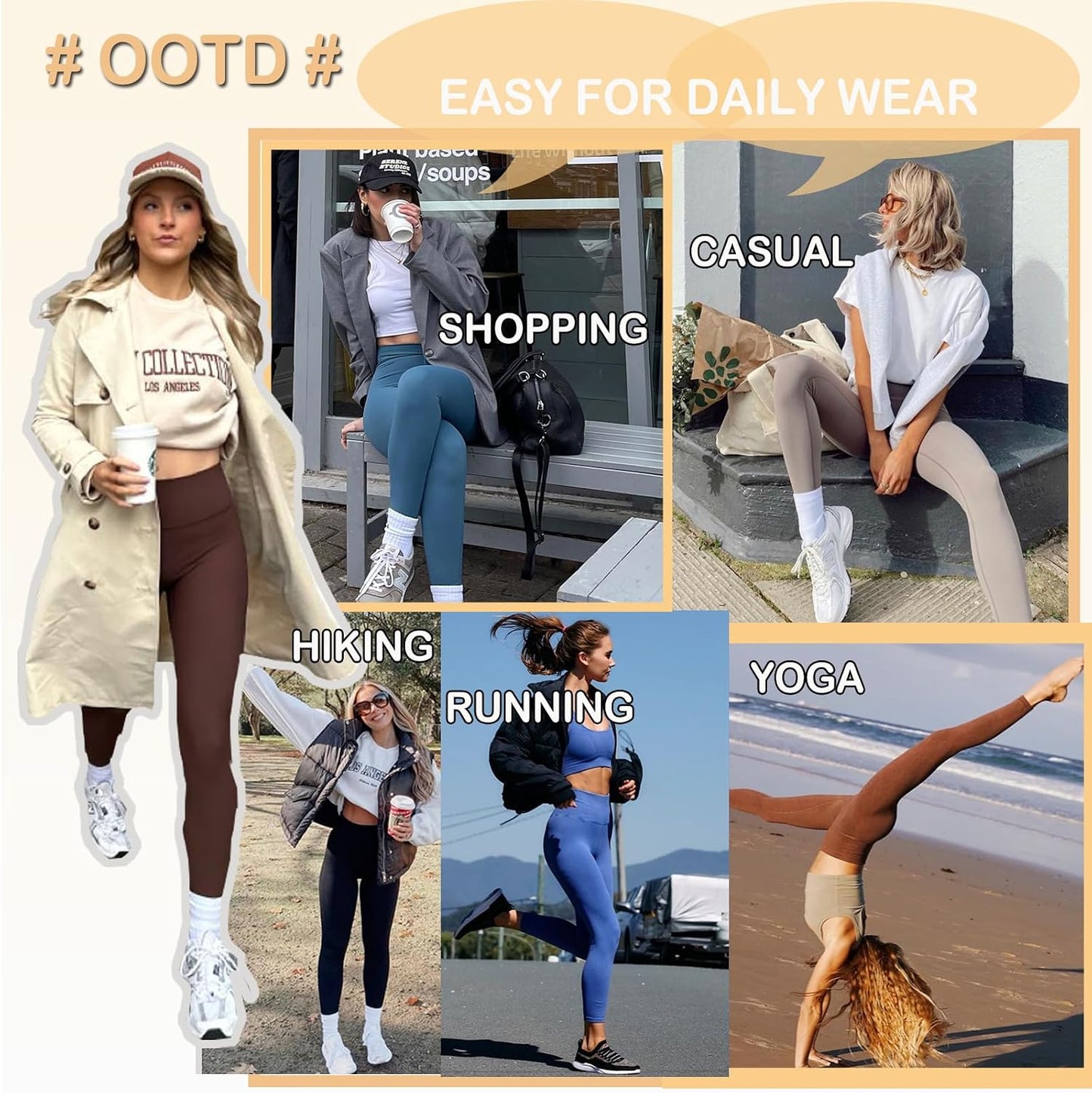 Leggings for Women - High Waisted Tummy Control Butt Lifting Soft No See Through Workout Yoga Pants Running Tights