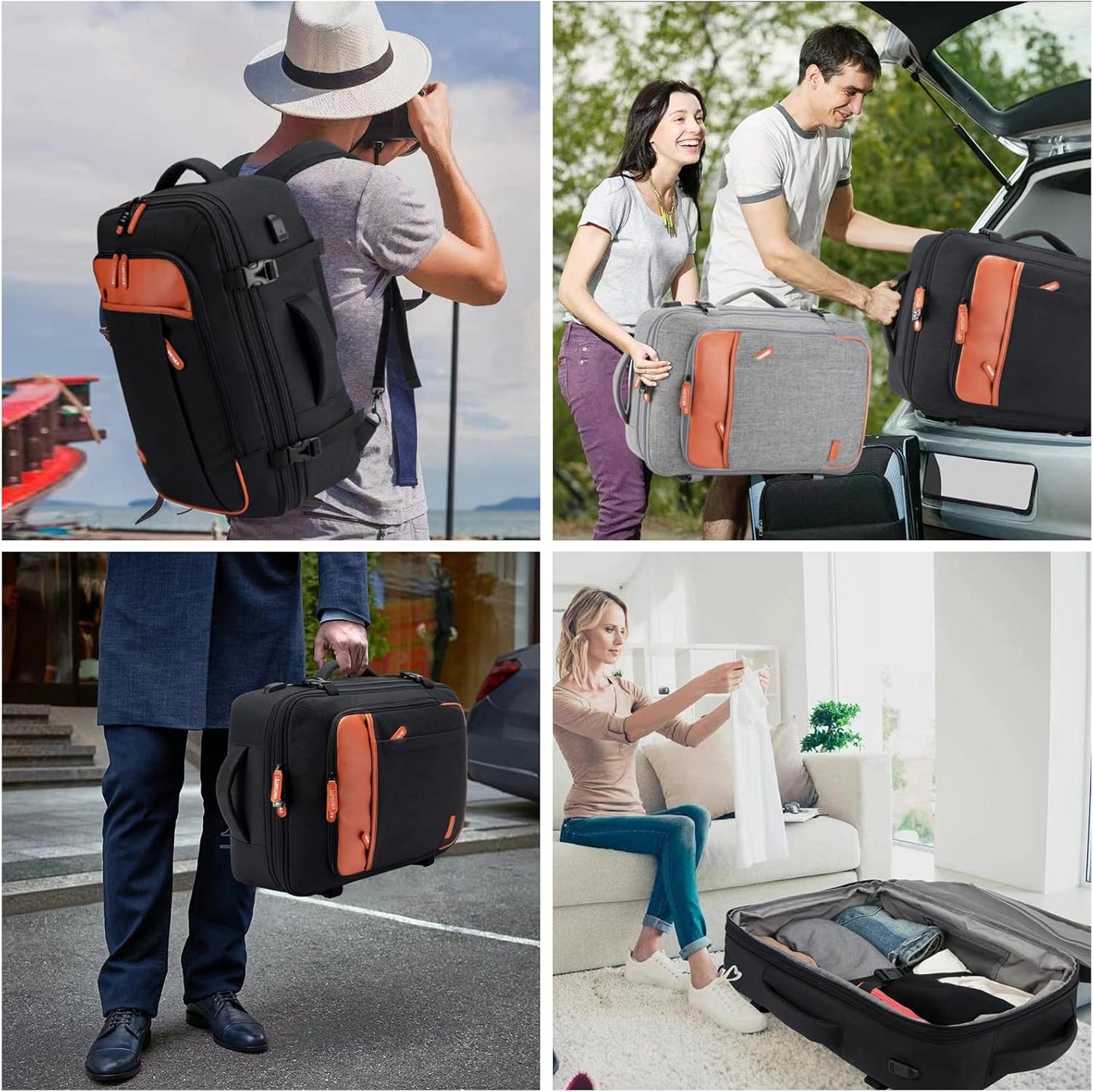 Lumesner Handgepäck Rucksack, extra großer 40L Flugzugelassener Reiserucksack für Damen & Herren