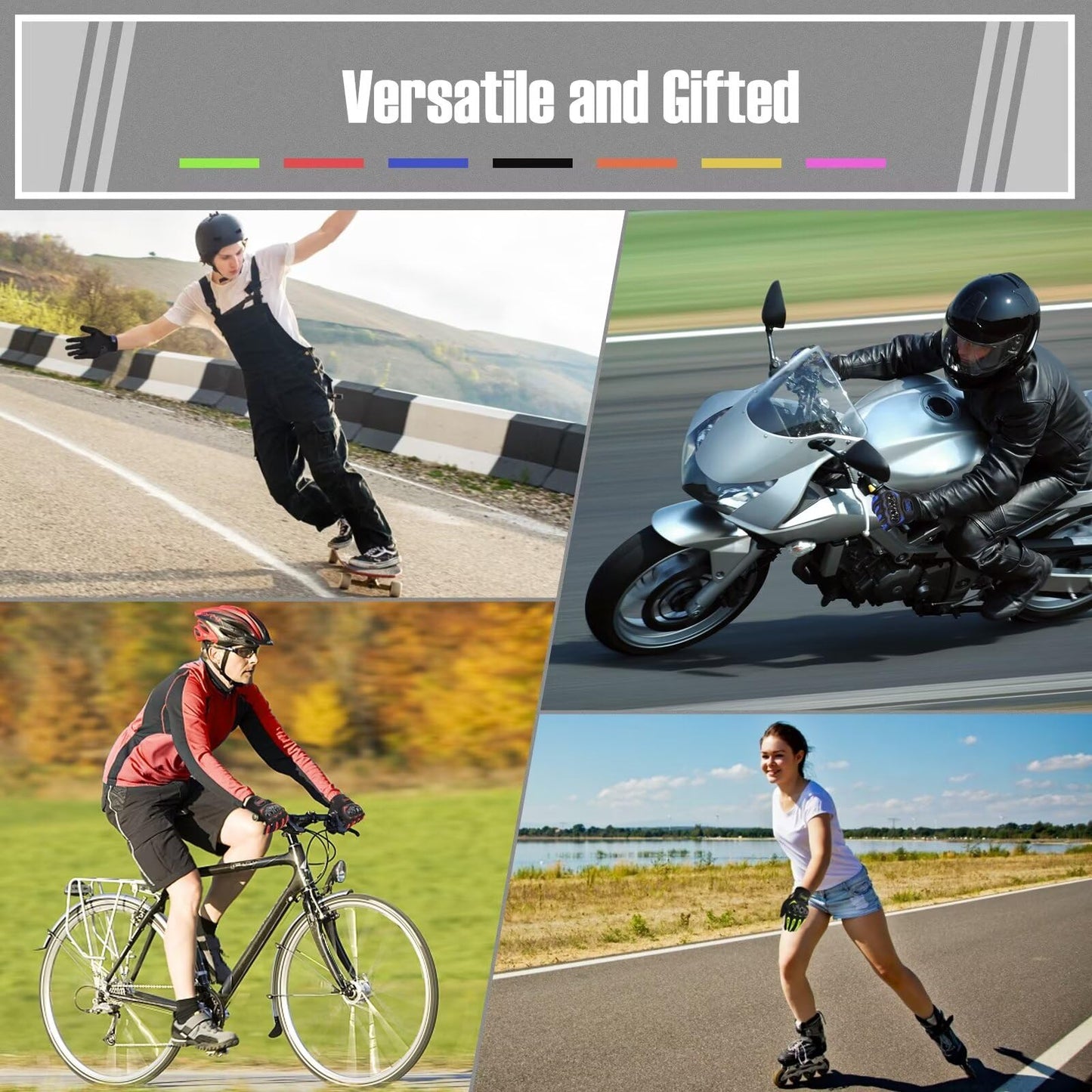COFIT Motorradhandschuhe für Damen und Herren, Full-Finger Touchscreen Motorradhandschuhe für BMX ATV MTB Fahren, Straßenrennen, Radfahren, Klettern, Motocross – Schwarz L
