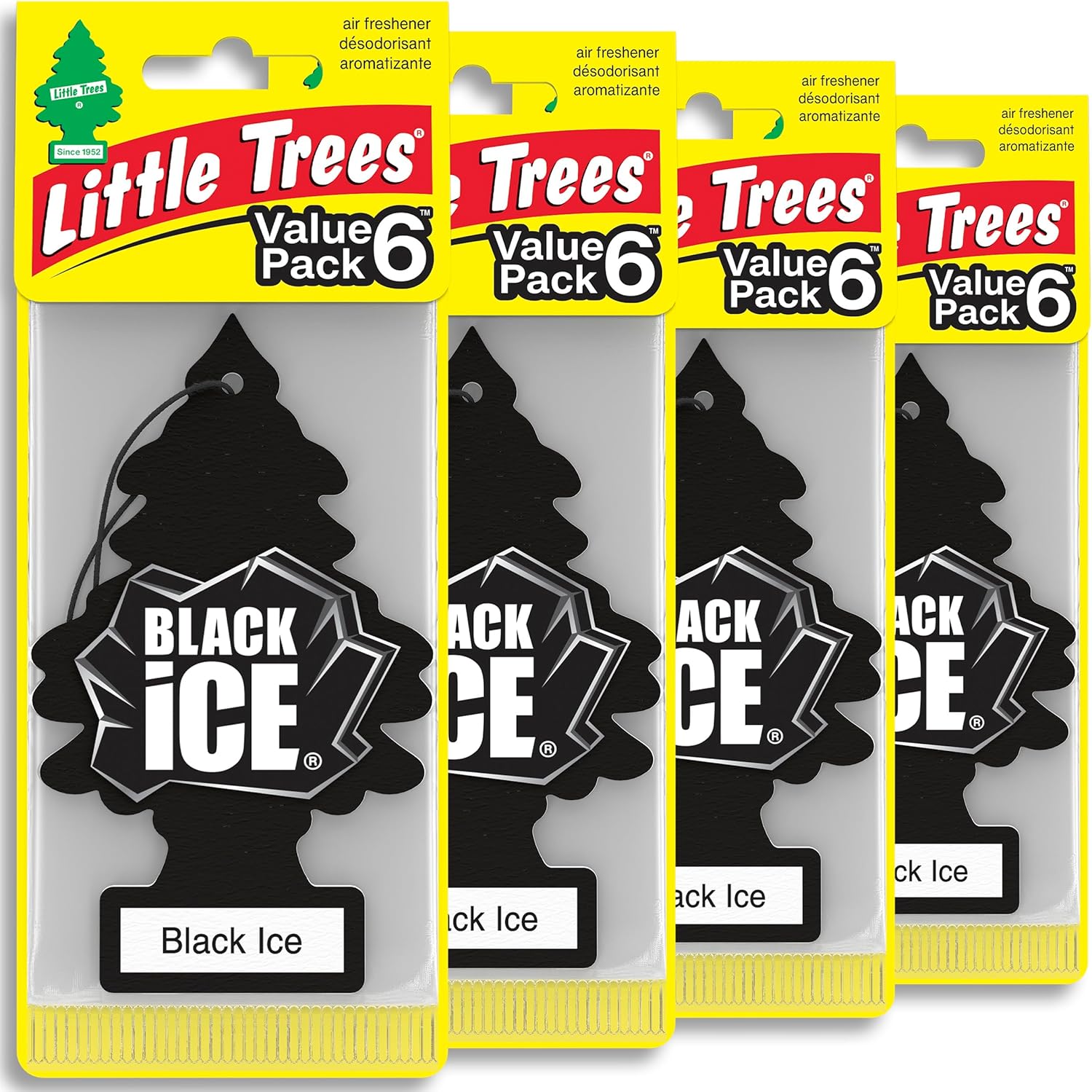 LITTLE TREES Car Air Freshener | Hanging Tree Provides Long Lasting Scent for Auto and Home | Black Ice, 24 Air Fresheners