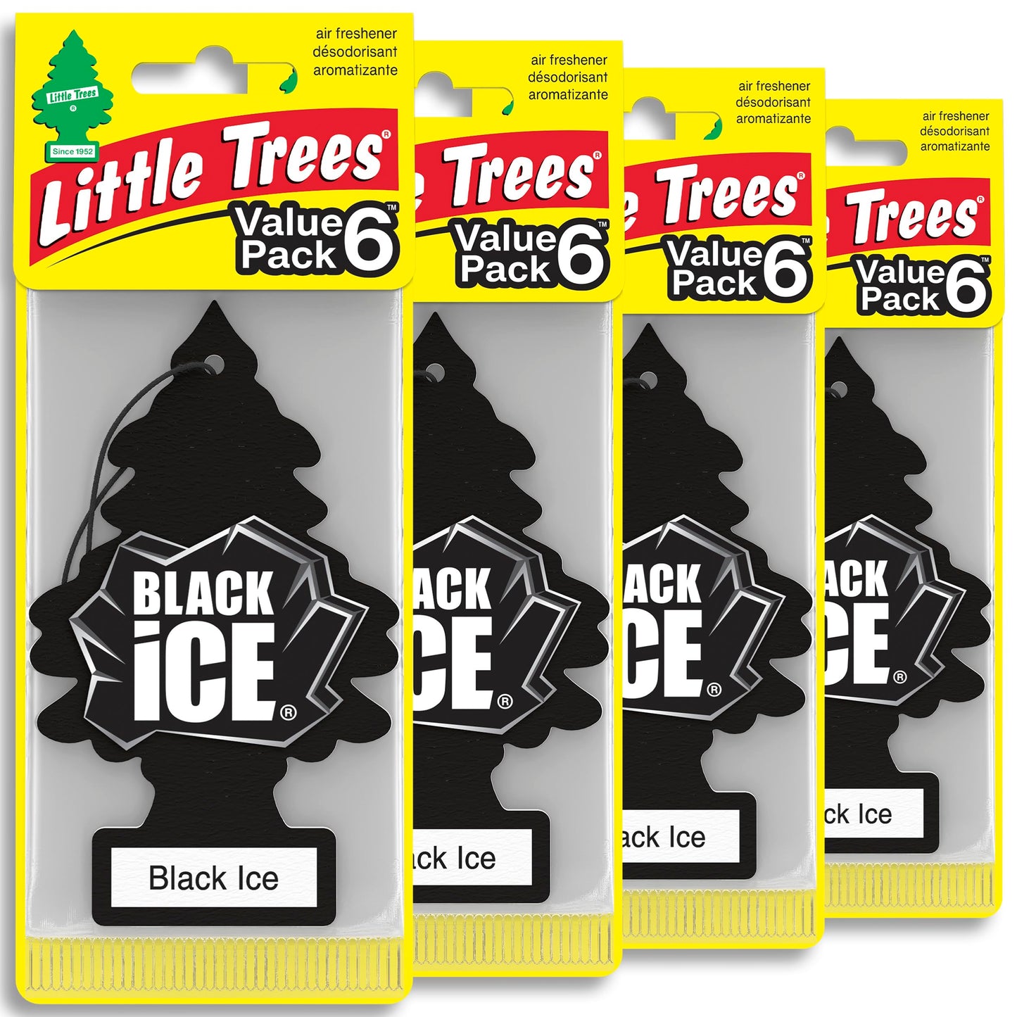 LITTLE TREES Car Air Freshener | Hanging Tree Provides Long Lasting Scent for Auto and Home | Black Ice, 24 Air Fresheners