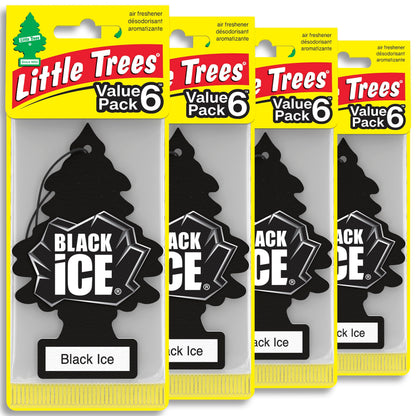 LITTLE TREES Car Air Freshener | Hanging Tree Provides Long Lasting Scent for Auto and Home | Black Ice, 24 Air Fresheners