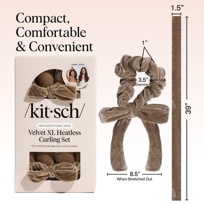 Kitsch Satin Heatless Lockenwickler Set – Hitzefreie Locken über Nacht mit 34" Haarwickler & 2 Satin Scrunchies – Bequeme Haarwickler zum Schlafen für frizzfreies, hitzefreies Styling – Sunset Tie Dye