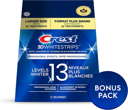 Crest 3D White Whitestrips Professional Effects, At-Home Teeth Whitening Kit, 13 Levels Whiter, 22 Treatments