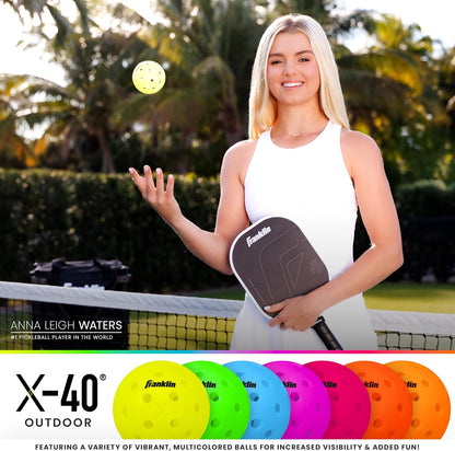 Franklin Sports Outdoor-Pickleballs – X-40 Pickleballbälle – von USA Pickleball (USAPA) zugelassen – offizieller US Open Ball – 3er-, 12er- und 100er-Bulk-Packs Pickleballs